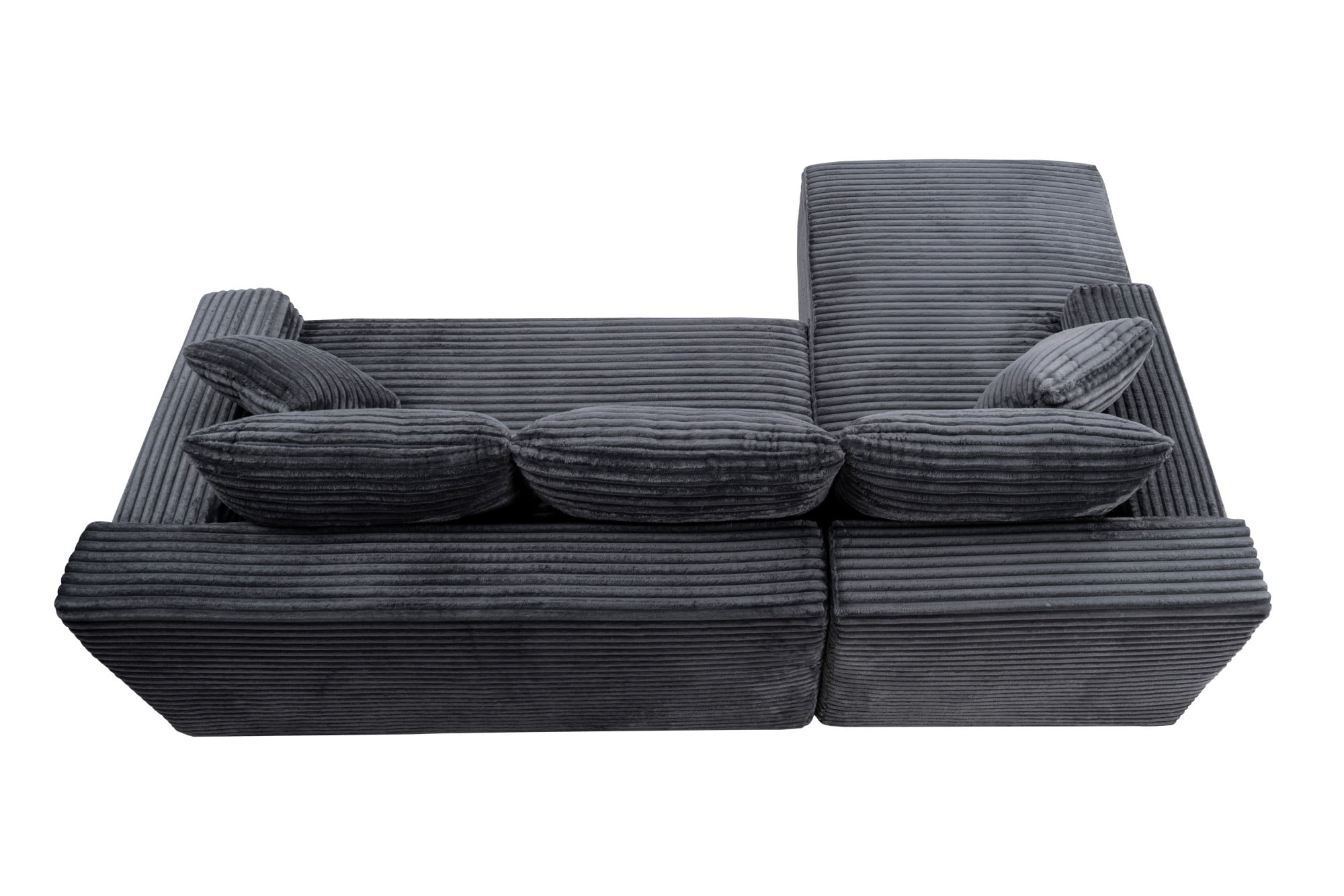 DEALTOPS 106" Corduroy L-Shape Sectional Sofa, Modular Floor Cloud Couch with Left Chaise, Gray
