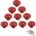 thumbnail image 1 of Red Ceramic Drawer Pulls and Knobs Furniture Handle Door Knob for Kids Room Pack of 10 (Comes with Screws), 1 of 5
