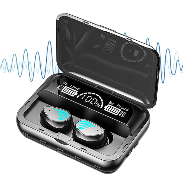Auriculares inalámbricos Bluetooth TWS con linterna LED Auriculares con cancelación de ruido Auriculares para llamadas manos libres Compatible con entrada de tarjeta TF Reproductor de MP3 con estuche
