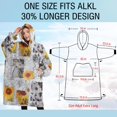 thumbnail image 4 of Oversized Wearable Blanket Hoodie,White Gray Photo Frame Daisy Sunflower Pattern Sherpa Blanket Hoodie with Super Pockets,Super Warm Fuzzy Pullover for Women & Men, 4 of 6