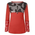 thumbnail image 4 of Mujeres Casual Botones de impresión Manga larga Encaje Patchwork Blusa delgada Camiseta Tops Fridja  FKASFK2686, 4 of 8