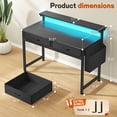 thumbnail image 2 of Exenoray 31.5" Computer Desk with Monitor Shelf, Fabric Drawers, LED Light, Storage Bag & Hooks, Small Home Office Desk, Black, 2 of 9
