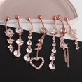thumbnail image 2 of JUNWELL Heart-Shaped Silver Dangle Belly Button Ring  3.54”, 2 of 7