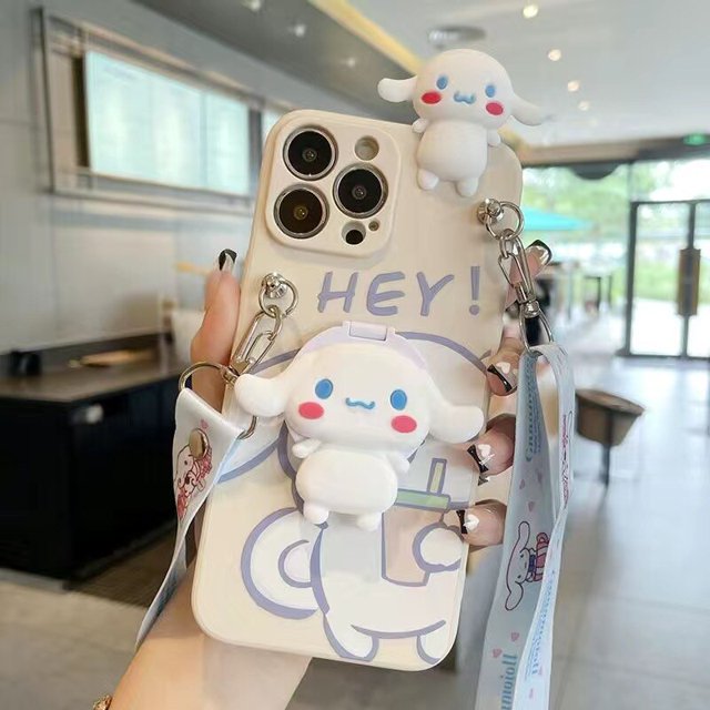 Cinnamoroll-funda de teléfono 3D Sanrio para mujer, carcasa de silicona suave anticaída para iPhone 13, 12, 11 Pro Max, Mini, XR, XS MAX, 8, X, 7, SE Fivean unisex