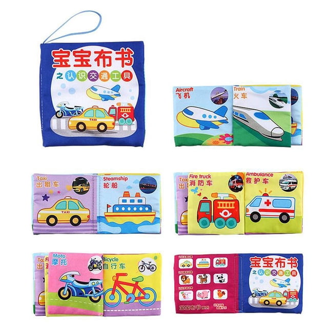 8pcs Libro de Sonido de Tela Suave Bebé Cognize Inglés Chino Formas Colores Juguete Hugo Libro de desarrollo de inteligencia