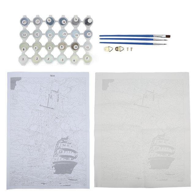 Pintar Por Números, Barco De Guerra De Vela, Pintura De Números DIY, Desarrollar Paciencia Para La Oficina ANGGREK DIY Oil Painting