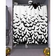 thumbnail image 3 of Shower Curtains for Bathroom-72"x84",Halloween Bats Waterproof Bath Curtain Grommet Shower Curtain Set with Hooks,Black and White Washable Bath Accessories, 3 of 9