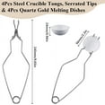 thumbnail image 2 of 4 Sets Ceramic Melting Dish Melting Crucible Kit with Steel Whip Tongs Handle Quartz Melting Soldering Copper Gold Silver Bowl Cup Tool Set for Metal Jewelry Refining Casting Tools DIY Making for DIY, 2 of 5