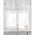 thumbnail image 2 of Easter Linen Curtain Valance for Bedroom/Bathroom/Kitchen/Office/Living/Dining Room Window,Farmhouse Gray Plaid Eucalyptus Leaves Bunny Bird Rod Pocket Topper Decorative Cafe Drapes Panel 42"x18", 2 of 6