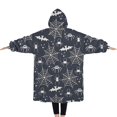 thumbnail image 2 of Oversized Wearable Blanket Hoodie,Spider Web Bats Halloween Pattern Sherpa Blanket Hoodie with Super Pockets,Super Warm Fuzzy Pullover for Women & Men, 2 of 6