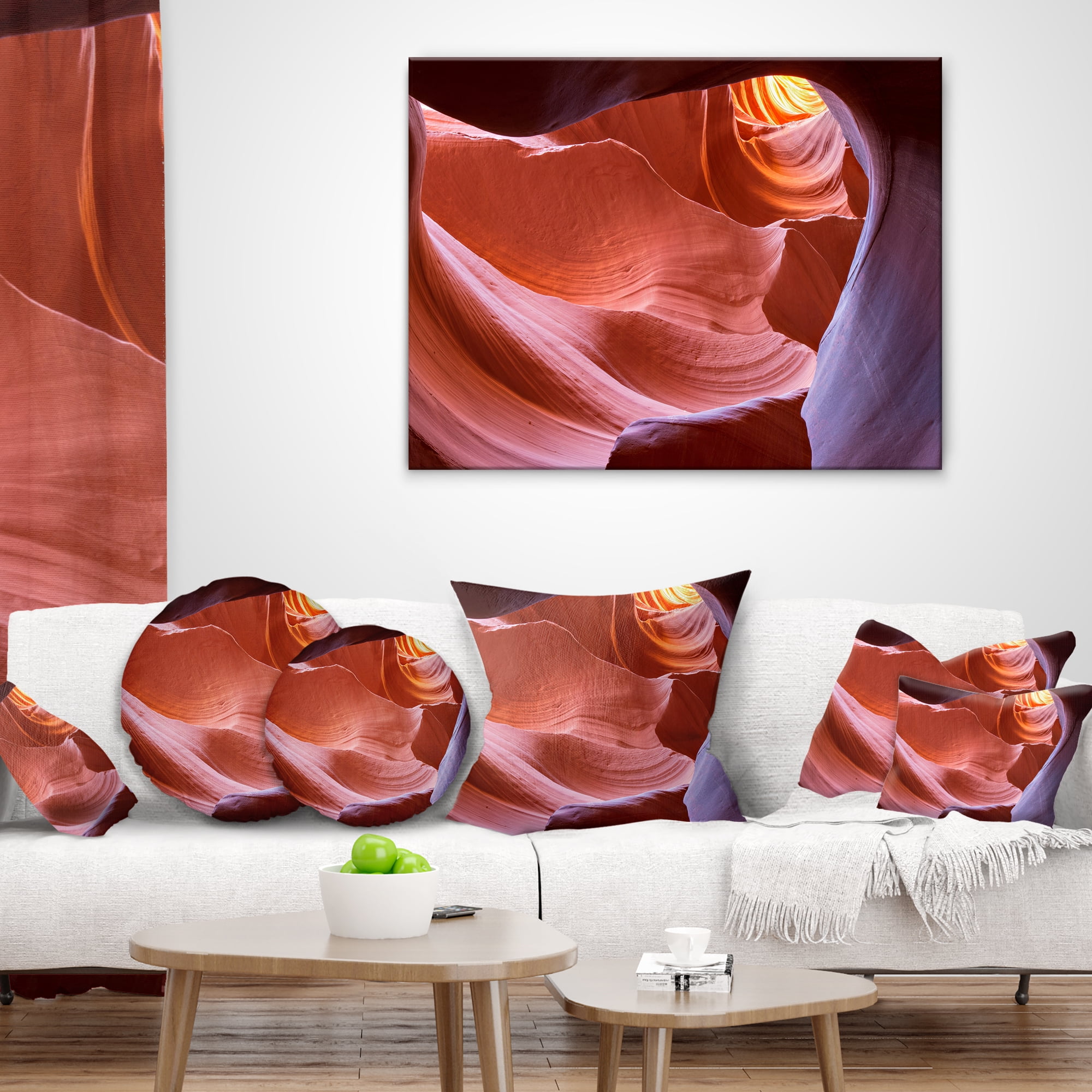 Designart Sandstone Waves in Canyon - Landscape Photography Throw Pillow - 18x18
