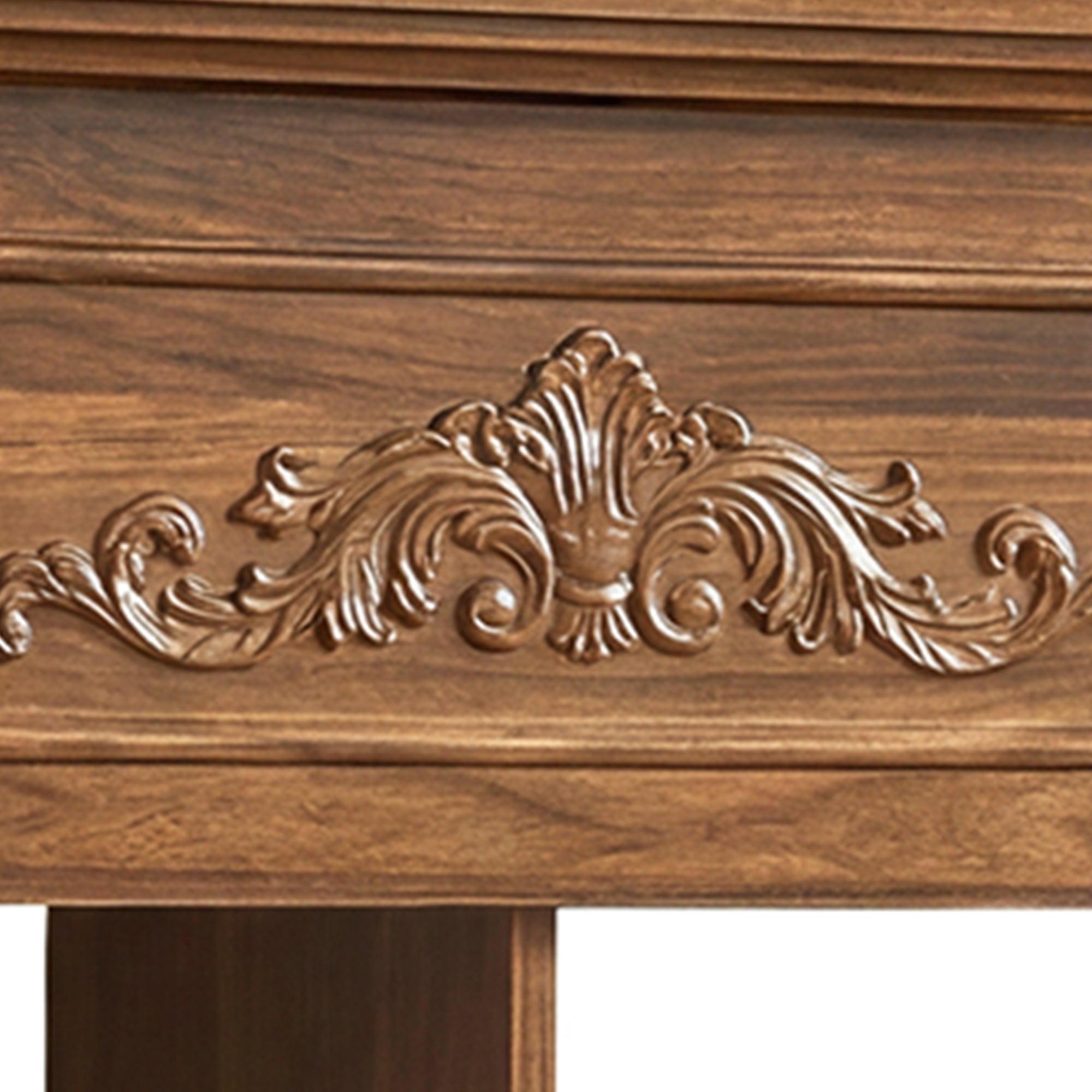 Uforic 70 Inch Farmhouse TV Stand with RGB Ambient LED Light, Flip-Down Carved Door Fits 75/80 Inch TVs for Living Room Bedroom, Walnut