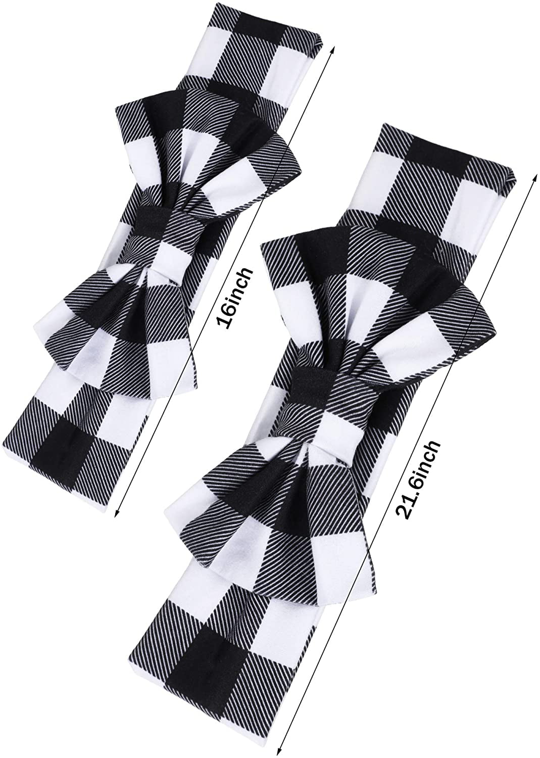 2 Pieces Plaid Headband Christmas Check Bow Headwrap Buffalo Plaid Knot Headband for Baby Girl Infant Toddler Child Women Hair Accessories 
