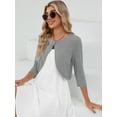 thumbnail image 5 of Chiclily Women's 3/4 Sleeve Cropped Cardigans Sweaters Lightweight Open Front Short Shrugs for Dresses, Light Gray Size L, 5 of 6