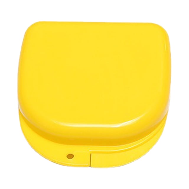 Estuche profesional para retenedores, protector bucal portátil a prueba de polvo, caja para guardar dentaduras postizas, contenedor amarillo