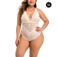 thumbnail image 1 of Mujeres Sexy Lace Underwear Deep V Mini Body Ropa de dormir Regalo, Blanco, XL Jumpingount XX000057-01, 1 of 7
