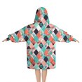 thumbnail image 2 of Orange Green White Checkerboard Checkered Pattern Blanket Hoodies for Kids 6-13YR Oversize Wearable Blanket Hoodies for Boys Girls Teens, 2 of 7