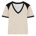 thumbnail image 6 of Htigea Women's Summer T-Shirts Color Block Short Sleeve Casual V-Neck Tees Soft Comfy Pullover Tops Black S, 6 of 6