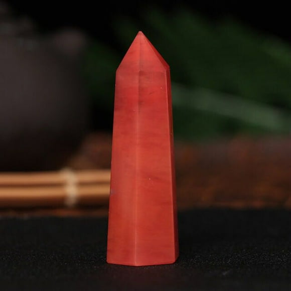 Felwors 40-50MM Red Smelting Quartz Crystal Point Healing Obelisk Hexagonal Wand Reiki