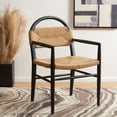 thumbnail image 2 of SAFAVIEH Farley Classic Jute Rope Solid Dining Armchair, Black/Natural, 2 of 13