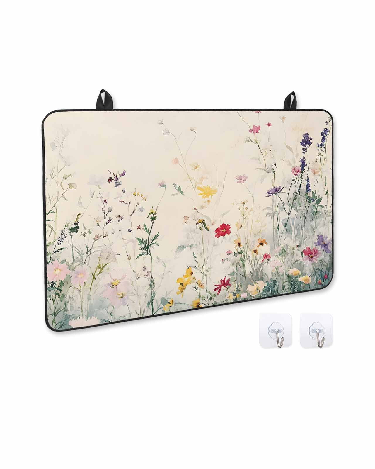 nqOlkjepod Large Induction Cooktop Protector Mat 24"x21", Spring Floral Botanical Stove Top Covers for Electric Stove, Summer Farmhouse Flowers Stove Burner Cover Mats, Glass Top Stove Cover