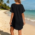 thumbnail image 3 of FASHOFT Beach Cover Ups for Women V Neck Long Swimsuit Cover Up Shirt Dress Bathing Suit with Pockets Black L, 3 of 6