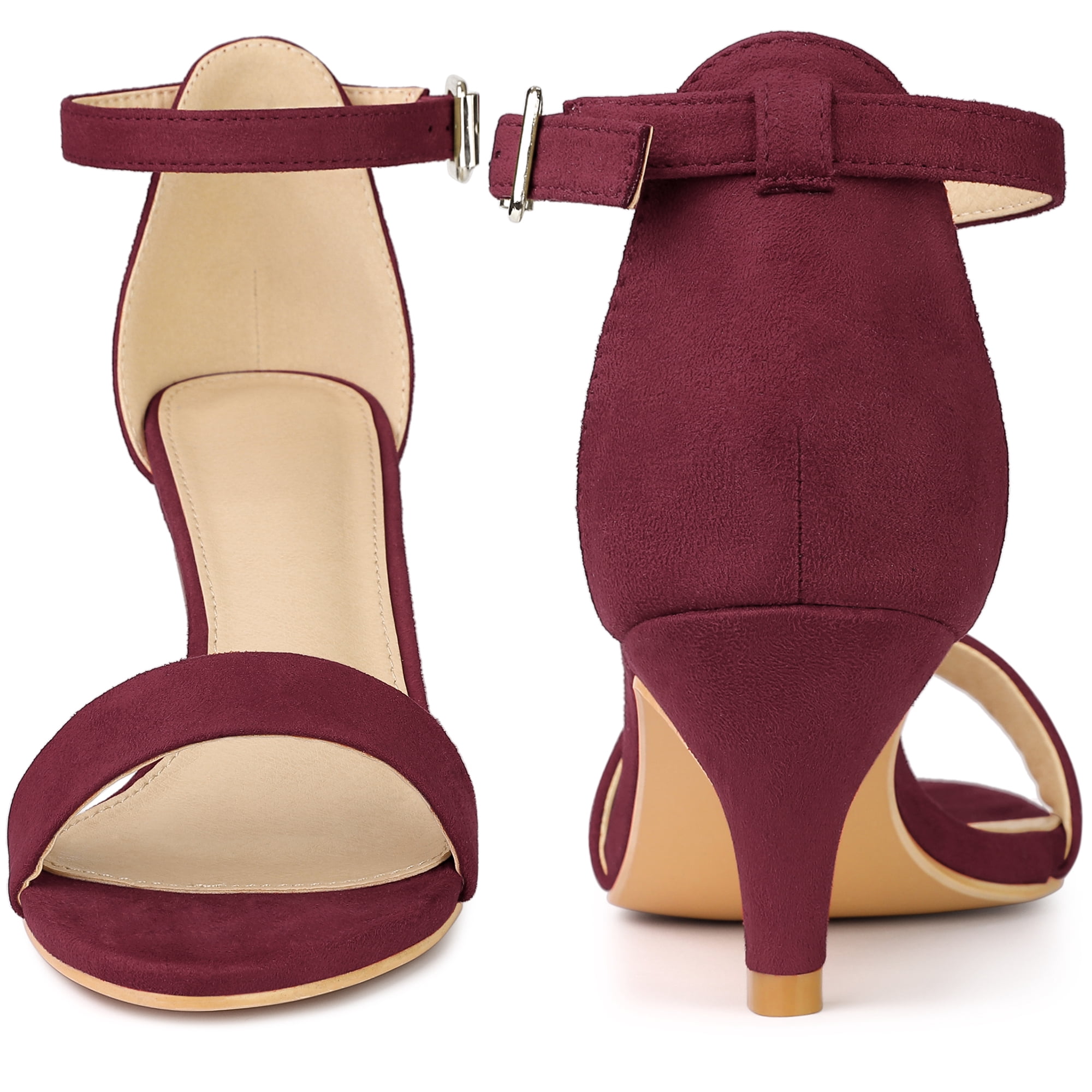 Unique Bargains Women's Kitten Heel Open Toe Ankle Strap High Heels Sandals