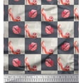 thumbnail image 1 of Soimoi Rayon Fabric Bird Cage,Women Lips & High Heels Fashion Print Fabric by The Yard 56 Inch Wide, 1 of 1