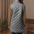 thumbnail image 3 of Pounoo Long Puffer Vest for Womens Winter Ultra Light Quilted Stand Collar Vest Full Zip Outerwear Vest, 3 of 9