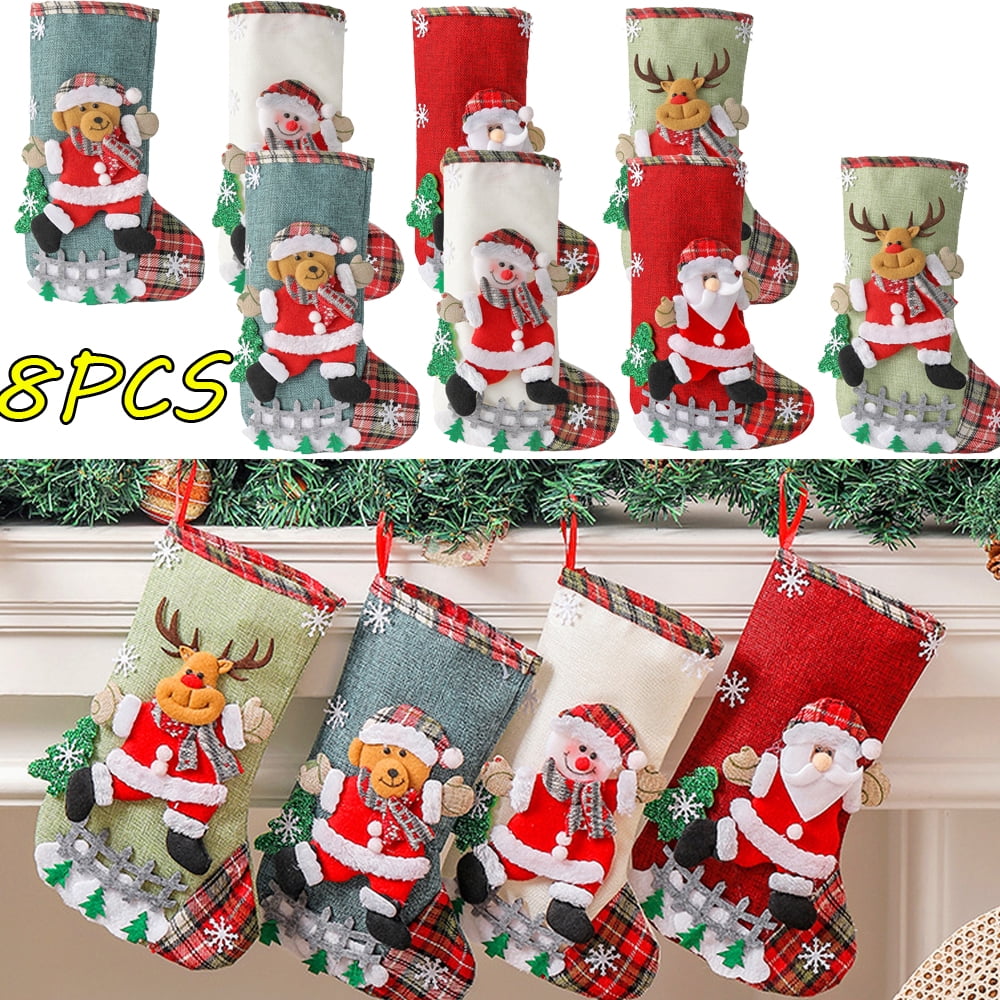 Christmas stockings, 8 pieces of big gunny bags of Santa Claus ...