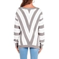 thumbnail image 2 of Suéter PRETTYGARDEN 2025 para Mujer con Cuello en V a Rayas Gris Talla M, 2 of 7