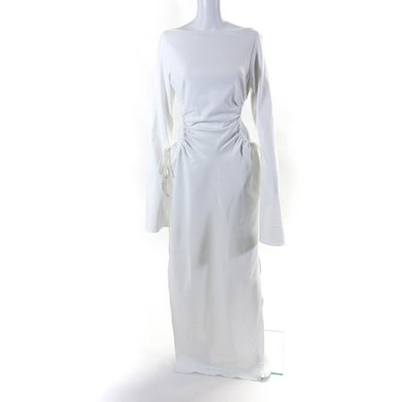 

Sandra Mansour Womens Cut Out Ruched Cardeau Tardif Dress White IT 42
