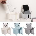 thumbnail image 2 of Pebbuoy Bedside Phone Charging Storage Bracket Wall Mounted Self-adhesive Punch-free Anti-slip Cartoon Bear Shape with Multi Hooks Phone Holder Organizer, 2 of 7