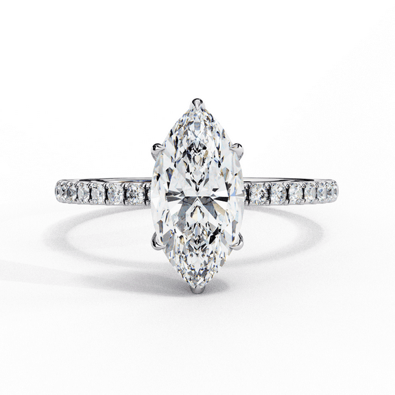 1.41 CT Marquise Cut Lab Grown Diamond Ring, 6 Prong Engagement Ring, Pave Wedding Ring, Anniversary Gift Ring, Propose Ring For Her