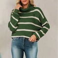 thumbnail image 2 of Women's Casual Long Sleeve Turtleneck Sweater Striped Knit Pullover Loose Comfortable Winter Top, 2 of 2
