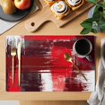 thumbnail image 2 of Red Abstract Placemats Set of 8 Modern Mottled Art Oil Painting Place Mats Indoor Wipeable Table Mats Washable Cloth Dining Table Placemats for Kitchen Holiday Party Home Decor 13x19 Inch, 2 of 9