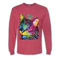 thumbnail image 2 of Wild Bobby Dean Russo Cat Wearing a Crown Thinking Cat Crowned Cat Lover Men Long Sleeve Shirt, Vintage Heather Red, XX-Large, 2 of 5