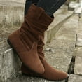 thumbnail image 6 of Mostsola Slouchy Boots for Women Suede Mid Calf Boots Casual Round Toe Flat Heel Pull on Tall Boots, 6 of 7