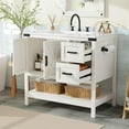 thumbnail image 4 of Merluxy Farmhouse Bathroom Vanity with Sink,Wood Barn Door Freestanding Bath Storage Cabinet,White, 4 of 10