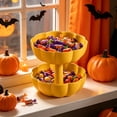 thumbnail image 4 of Halloween Pumpkin Shaped Serving Tray with Lid, Creative Double Tier Plastic Snack Box Container for Candy Fruit and Nut Serving, 4 of 6