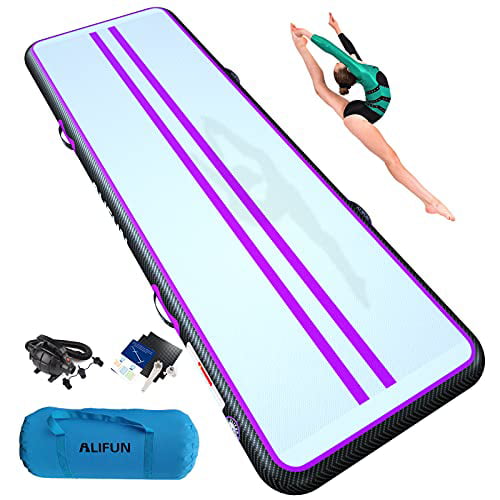 WelandFun Air Mat Tumble Track 10ft/13ft/16ft/20ft Inflatable Gymnastics Tumbling Mat 4/6/8 inchs Thickness Mats for Home Use/Gym/Yoga/Training/Cheerleading/Outdoor/Beach/Park wih Electric Air Pump 