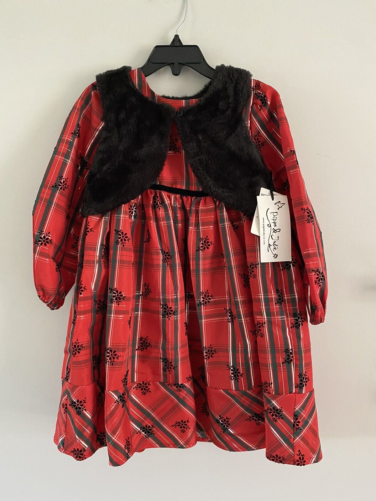pippa and julie christmas dress Pippa And Julie Girls 2pc Plaid Christmas Dress Red/Black Size 6 $58