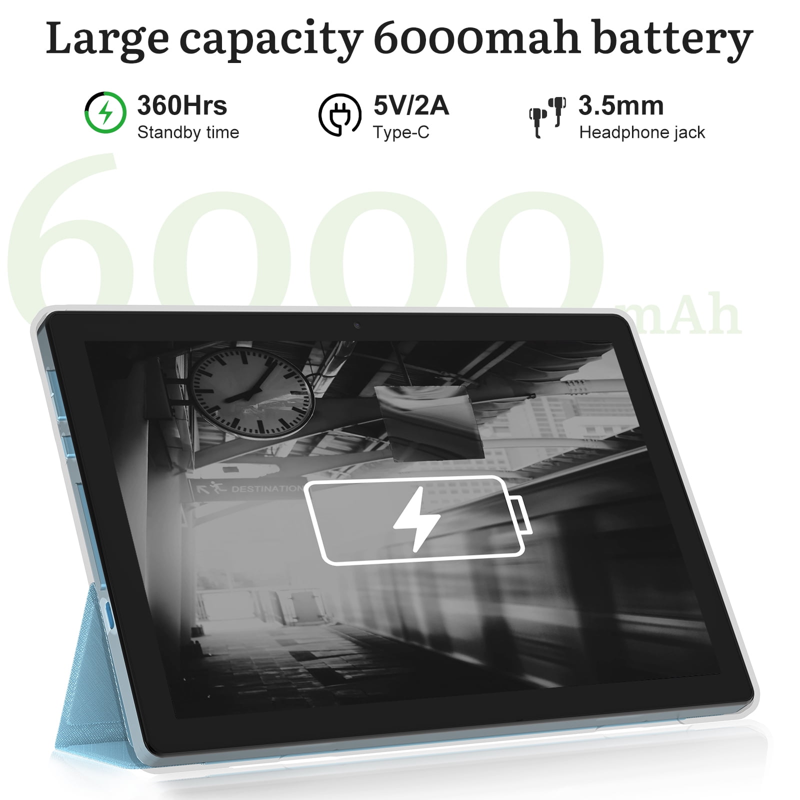 Android 13 Tablet 10 inch Tablets with Keyboard, 10GB RAM 64GB ROM Quad Core Tablet PC, 2 in 1 Tablet include Case Mouse Stylus Film, WiFi, Bluetooth, 6000mAh Battery, HD Screen, GMS Certified, Blue