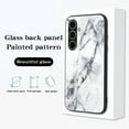 thumbnail image 3 of Case Compatible with Samsung Galaxy S24 FE, Marble Pattern Temepered Glass Design Scratch-Resistant, TPU Bumper Shock-Proof Anti-Drop Protection, Frame Slightly Convex Protection Case, White, 3 of 9