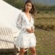 thumbnail image 4 of Mini vestido de mujer, mini vestido de playa boho con cuello en V profundo Eccomum G15871W-S, 4 of 7