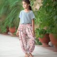 thumbnail image 2 of DISNIMO Butterfly Cherry Blossom Bloomer Harem Pants Girls Baggy Sweatpants Size 8-12 Harem Bloomers Long Pants Loose Trousers for Girls Harem Pants Dance Pants Kids Elastic Waist Pants High Waist, 2 of 7