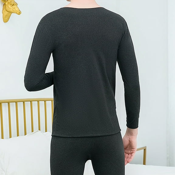 Winter Gray Mens Outfits 2 Piece Milk Silk Constant Temperature Seamless Autumn And Thermal Underwear Set Clothes Trousers Polyester