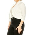 thumbnail image 2 of Moa Collection Women's Plus Size Casual 3/4 Sleeve Bolero Open Front Cardigan Jacket Blazer, Female, 2 of 6