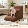 thumbnail image 3 of Pefilos 28" Dog Stairs for Small Pets with High-Density Sponge and Silicone Paw Prints, 4-Step Dog Ramp for Beds and Couch, Brown, 3 of 7