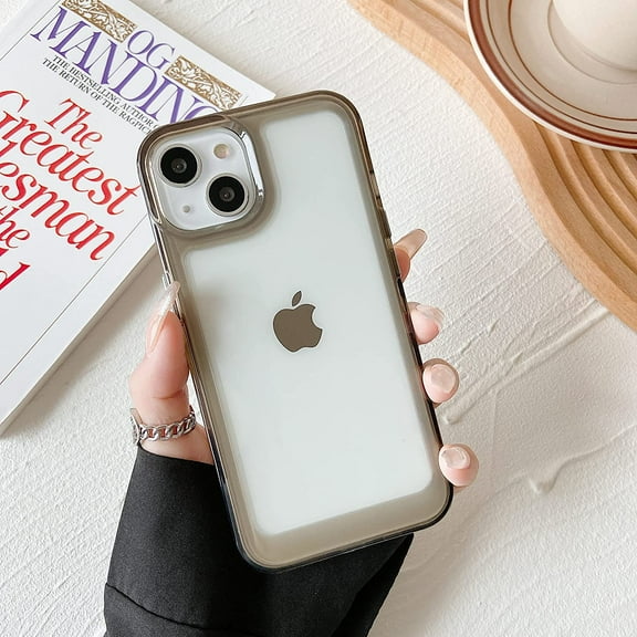 Case for iPhone 13 6.1 Inch, Clear Soft Silicone Bumper Protective Retro Color Transparent Shockproof Slim Phone Case Cover for iPhone 13 6.1 Inch - Black